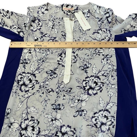 Rebecca Taylor Blue Floral 100% Silk Blouse - Size 6 - Picture 4 of 11
